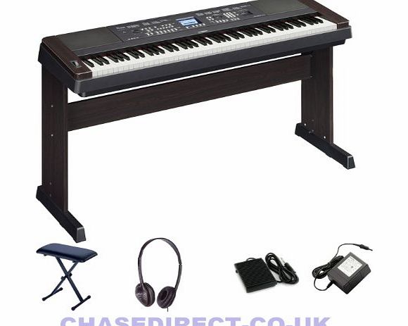 Yamaha DGX-650 Digital Portable Grand Piano in Black Bundle by Chase