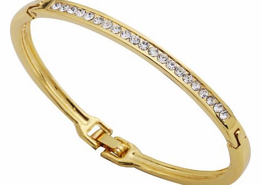 Yazilind Bangle Gold Plated Bangle with Diamante Crystal Bracelet Diameter:2.2In