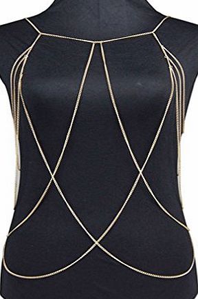 YAZILIND  Sexy Golden Alloy Chain Peals Linkages Connections Body Chain
