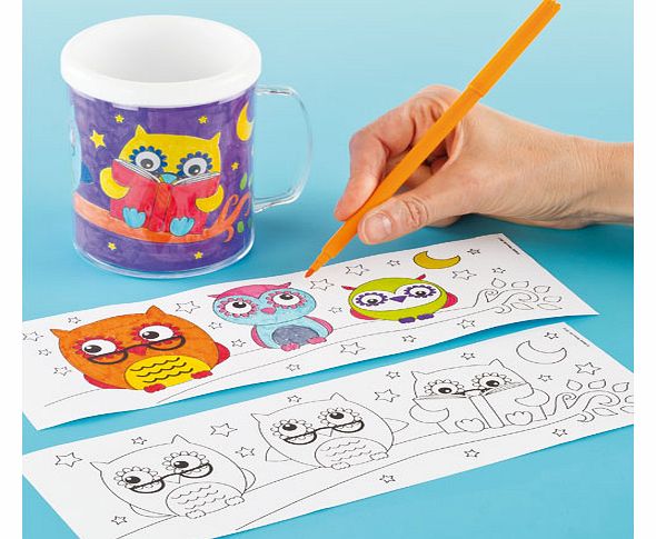 3 Little Owls Colour-in Mugs - Box of 4