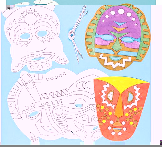 Aboriginal Colour-in Masks - Pack of 6