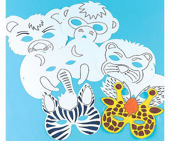 Animal Colour-in Masks - Pack of 8