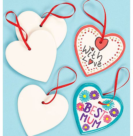 Ceramic Heart Hanging Decorations - Pack of 5