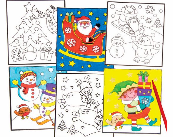 Christmas Colour-in Window Decorations - Pack of