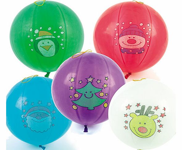 Yellow Moon Christmas Punching Balloons - Pack of 6
