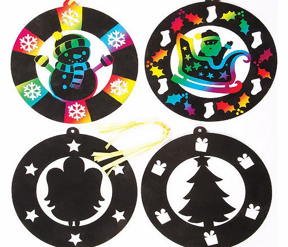 Christmas Scratch Art Hanging Decorations - Pack