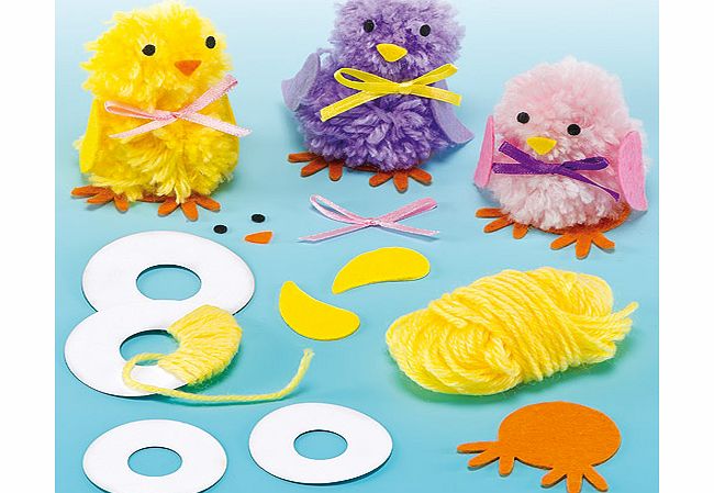 Easter Chick Pom Pom Decorations - Pack of 3