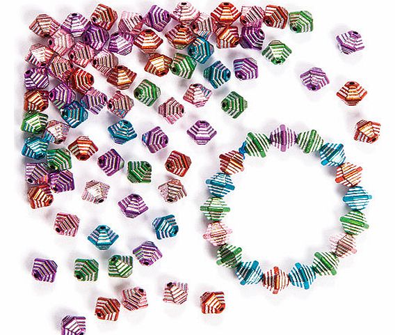 Hexagonal Striped Beads - Pack of 200