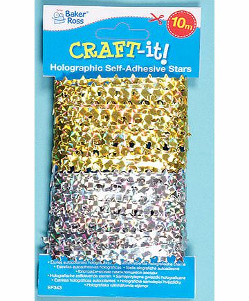 Yellow Moon Holographic Self-Adhesive Stars - Per Pack