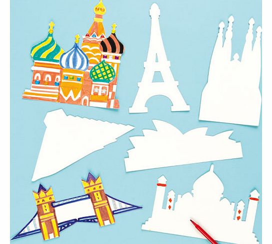 Landmarks of the world card shapes - Pack of 10