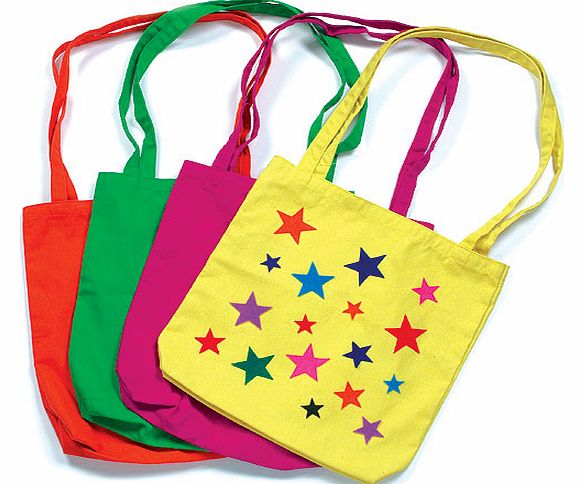 Large Coloured Fabric Shoulder Bags - Pack of 4