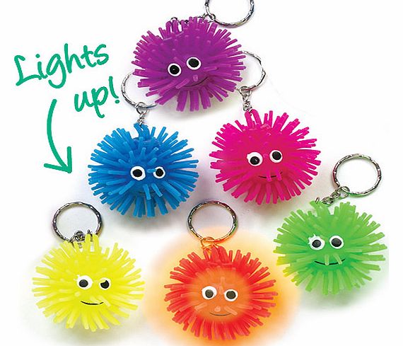 Yellow Moon Light-Up Squeezy Hedgehog Keyrings - Pack of 6