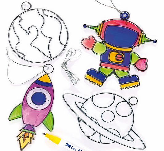 Yellow Moon Space Suncatcher Decorations - Pack of 8