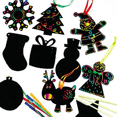 Scratch Art Christmas Decorations