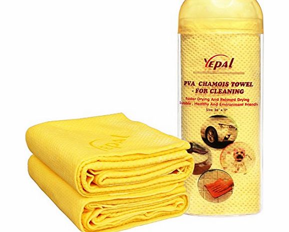 Yepal PVA Chamois Towel, Size at 26``*17``, Super Water-Absorbing(5 Times Absorbing Than Normal Cloth) ,Durable Quality , Dot-Embossed Surface, Bright Color, Machine Washable , Coolingamp;Soft Dry, 1 T