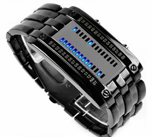 Quartz Knight LED Watch,Fashion Design Staineless steel Binary Digital LED Wristwatch