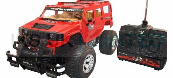 YIDAFENG Radio controlled car Hummer Jeep 4x4 monster truck with headlights LARGE 1/16 scale (Red)