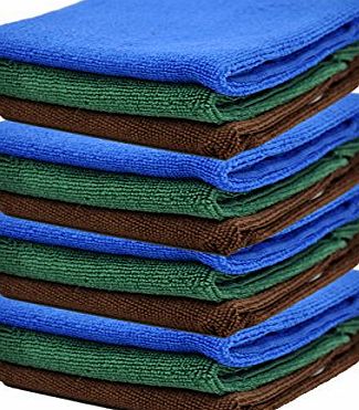 12 Pack 30 x 30cm Microfibre Magic Cleaning Cloths.three color(blue,coffee,green)Chemical Free Cleaning. Anti Bacterial Microfibre Cloths fo car towels Cleaning Accessories. (12pack 30 x 30cm)