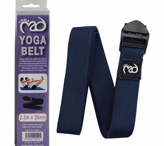 Yoga-Mad Cotton Yoga Belts Wide (Blue with Cinch Buckle)