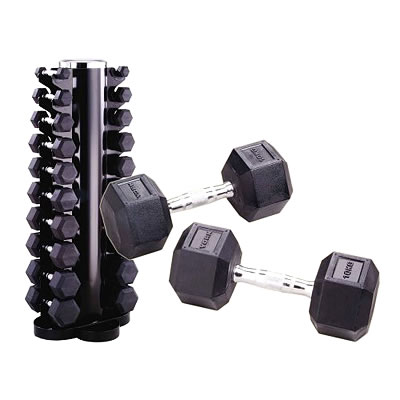 York Rubber Hex Dumbells 1 - 10kg Club Pack (1 to 10kg (10 pairs) - 35100)