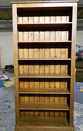 Yorkshire Bespoke Interiors Ltd. Solid pine Bookcase 7ft tall x 3ft wide x 305mm Depth Hand made in the UK, Adjustable display shelving Finished in MEDIUM OAK WAX