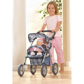 You and Me Tandem Stroller in Navy Check