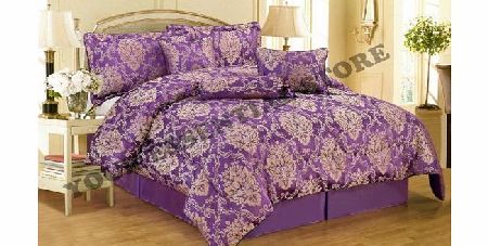 Your Essential Store New Luxurious 7pcs Quilted Bed Spread Set/ Comforter Set/ Double/King [Heather-Purple] (KING)