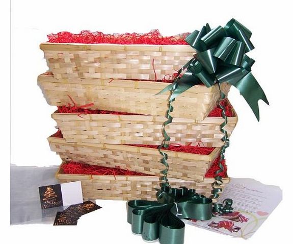 Your Gift Basket The Large Beale Bumper Pack of 5 with Red Shred, Green Bow, Christmas Greetings Card,Christmas Gift Basket DIY Hamper Kit