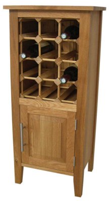 12 Bottle Oak Wine Rack With Cupboard