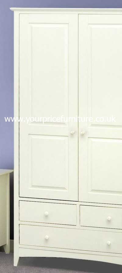 Your Price Furniture.co.uk Cameo White Shaker Style Combination Wardrobe