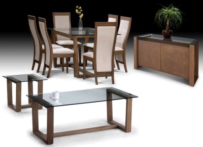 Your Price Furniture.co.uk Henley Walnut and Glass Dining Set By Julian Bowen