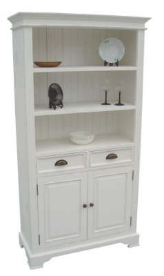 Your Price Furniture.co.uk Kristina White Painted 2 Door Bookcase With 2 Drawers