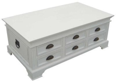 Your Price Furniture.co.uk Kristina White Painted 6 Drawer Coffee Table
