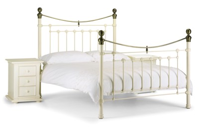 Victoria Stone White and Brass Bed