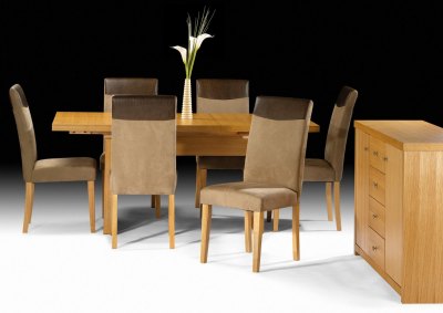Vogue Oak, Faux Suede and Faux Leather Dining
