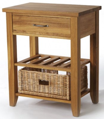 Your Price Furniture.co.uk Wealden Oak Single Basket Console with Wine Rack