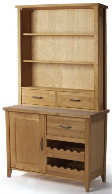 Your Price Furniture.co.uk Wealden Oak Small Sideboard with Wine Rack and Dresser Top