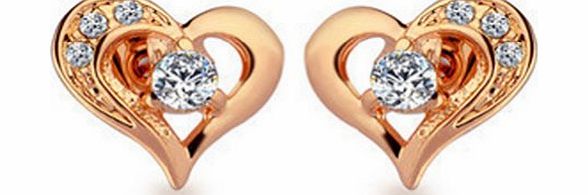 Yoursfs Golden Heart Studs Used Austria Crystal Wedding Earring 18k Gold Plated for Valentines Gift
