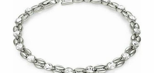 Yoursfs Silver Wheat Simulated Diamond Tennis Bracelet in 18K White Gold Plated Austria Crystal Beautiful Wishes Bangle