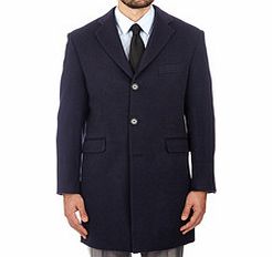 Navy wool and cashmere blend overcoat
