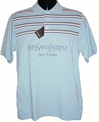 Short-sleeve Stripe Polo-shirt With Large and#39;Yves Saint Laurentand39; Logo