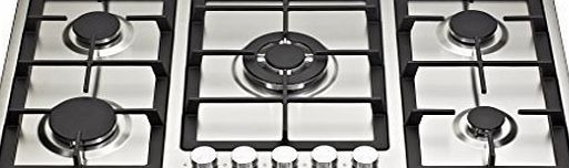 Z Appliances Z S95005H 90cm Built-in Stainless Steel 5 Burner Gas Hob