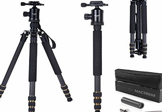 Zakitane Profesional Portable Photography Carbon Fiber Tripod Monopod Kit   Ball Head Travel Tripod Monopod for DSLR Camera