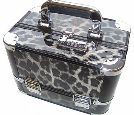 Beautify Professional Leopard Print Aluminium 6 compartment Beauty Box Cosmetics & Make Up Case