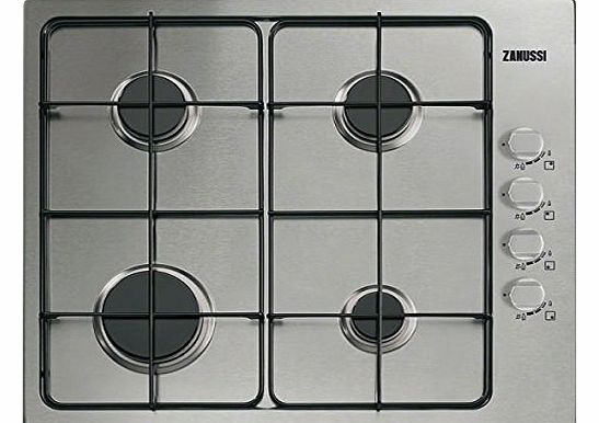 ZGG62414SA Built In 60cm Gas Hob in Stainless Steel 4 gas burners