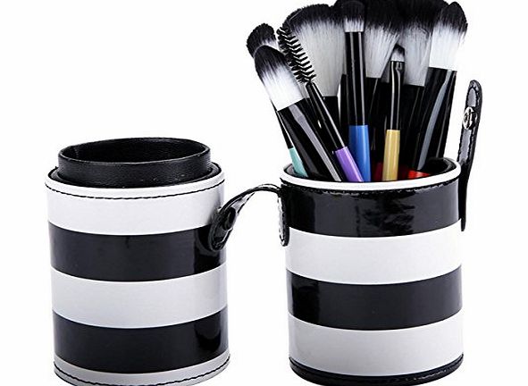Zeagoo 10PCS Professional Cosmetic Makeup Brush Set Make Up Tool With Leather Cup Holder
