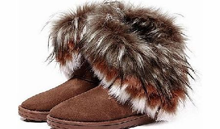 Zeagoo Womens Ladies Classic Short Ladies Flat Faux Suede Shearling Fur Winter Boots