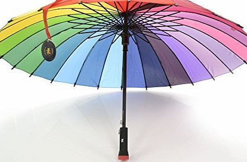 Zein  RAINBOW WALKER GOLF UMBRELLA WITH SAFE STORAGE STASH HANDLE, DOUBLES AS A WALKING STICK