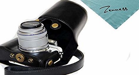 Zenness Camera Case PU Leather Case for Olympus Pen E-PL7 with 14-42mm Lens(Black)