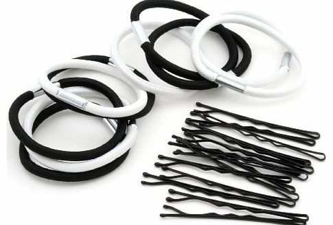 Black & White Hair Bands and Hair Slides Grips Set Hair Accessories by Zest